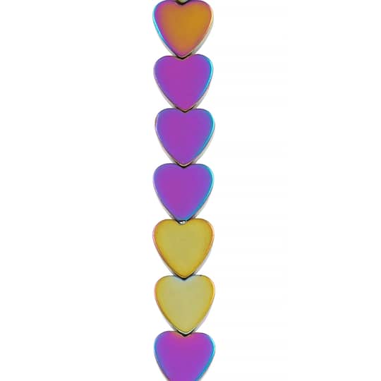 Rainbow Reconstituted Hematite Heart Beads, 8mm by Bead Landing™